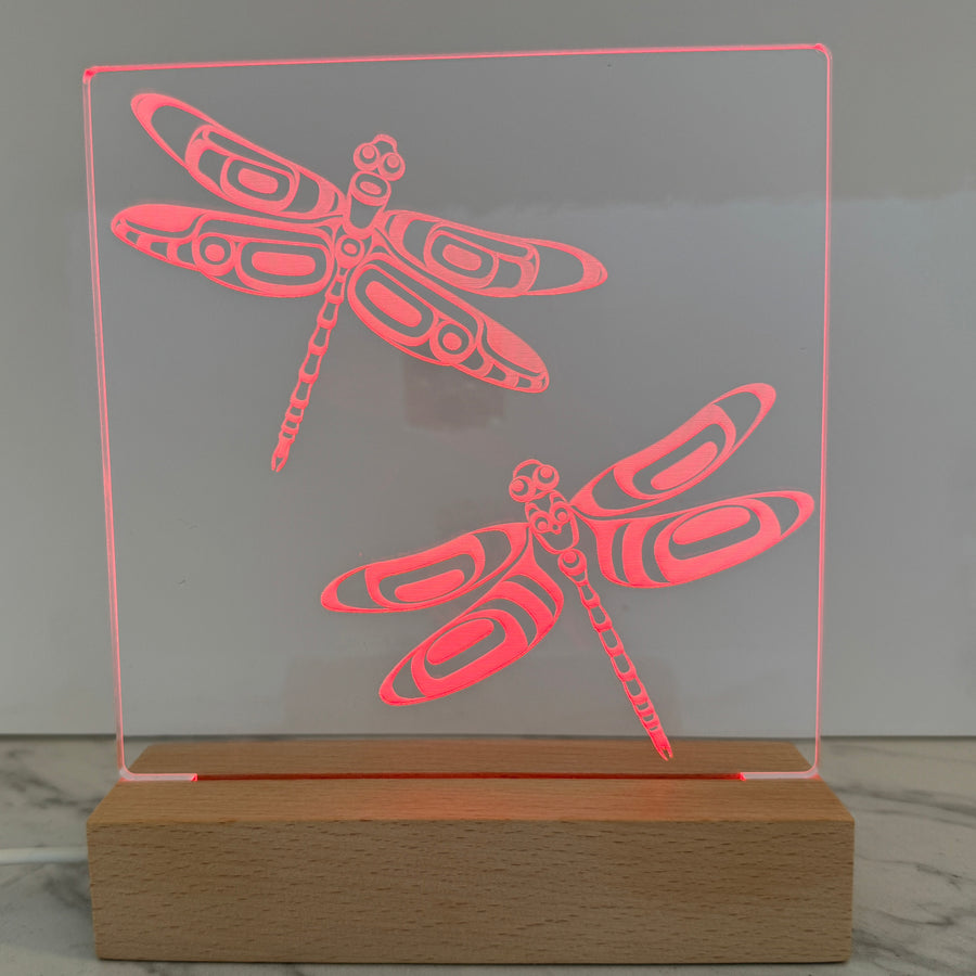 Dragonflies Customizable 6x7 inch LED light featuring original Northwest Coast designs, ideal as a nightlight Andy Everson artist