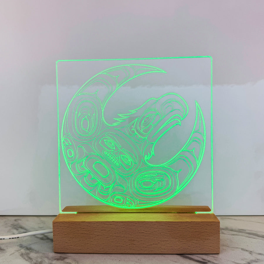 Customizable 6x7 inch LED light featuring original Northwest Coast designs, ideal as a nightlight Eagle by Andy Everson