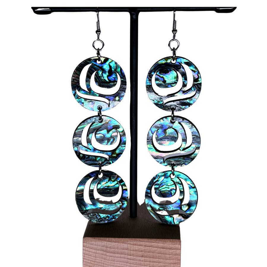 Aaw Kaats'ee (Salmon Trout Head) Abalone Shell Earrings